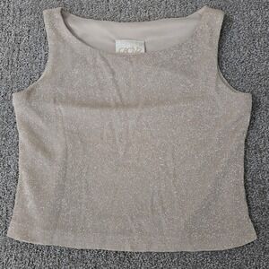 Cache Gold Metallic Knit Cropped Tank Top Sleeveless Womens Size 6